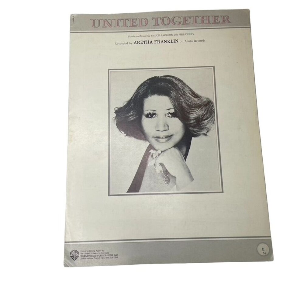 United Together Aretha Franklin Vintage Sheet Music 1981 u